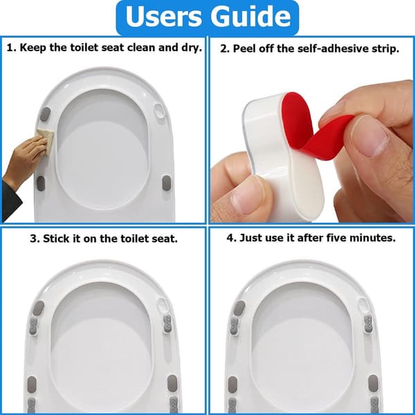 Toilet Seat Bumpers - 8 Pieces Universal Lid Lifter Gaskets, Buffer Spacers with Strong Adhesive (White)