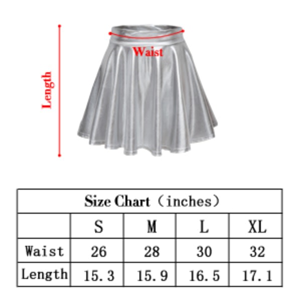 IC Kvinnors glänsande utsvängda plisserade mini skater kjol XL