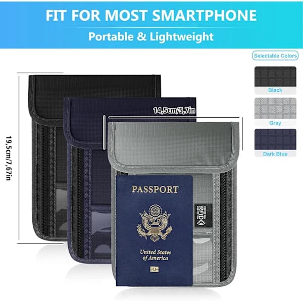 Neck Wallet RFID Protection Waterproof Travel Passport Holder Adjustable Strap
