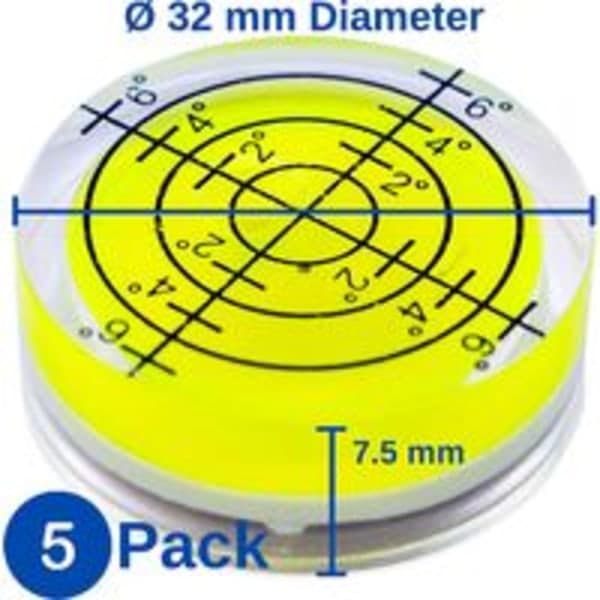 IC Vattenpass, 5 stk, Ø 32 mm diameter, presisjonsnivå