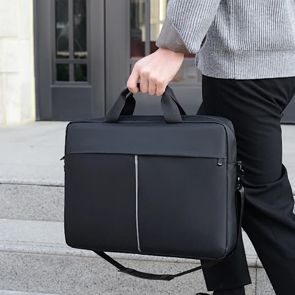 Forretningscomputer enkel skuldertaske til tablet og bærbar computer 15 tommer kontorstuderende konference LOGO computertaske grå 15 tommer grey 15 inch