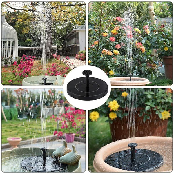 Solcelledrevet vandfontæne - Fontæne - Solfontænepumpe - 16 cm sort black
