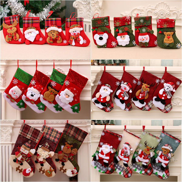 Julklappspåsar, julstrumpor, julgransprydnader, dekorationspåsar Three-Dimensional Oversized Socks B