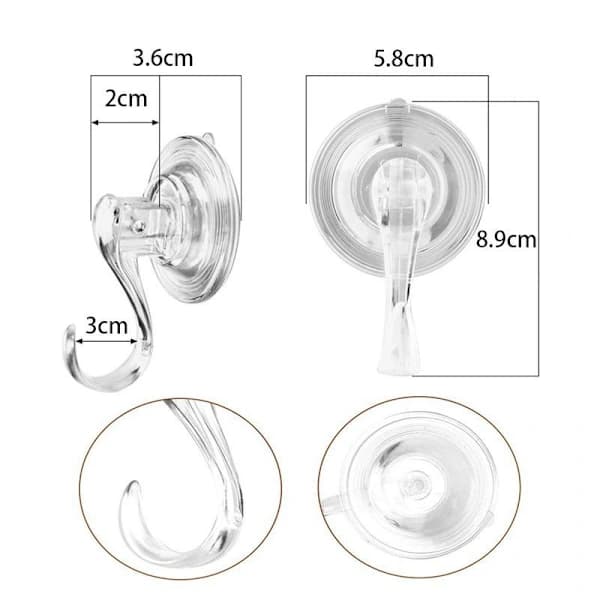 1-pack Powerful Transparent Suction Cup Hooks Supports 3KG, Plastic Wall Hook for Bathroom Office, Towel Hook for Bathrobe Coat Tea Hook