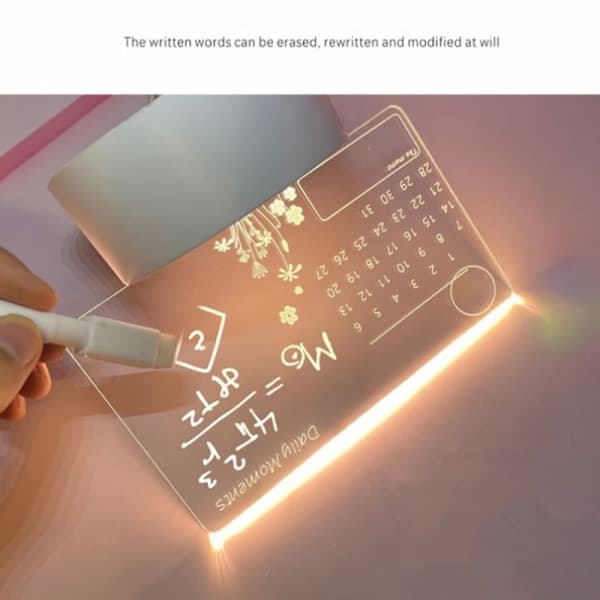 IC Creative Led Noteringstavla Nattlampa USB Anslagstavla med Penna Vit E