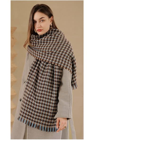 IC Houndstooth Klassisk Kanskje Vinterhalsduk 70*185CM Blå Kaffe