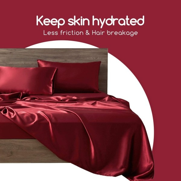 Silk Satin Örngott 2-pack (täcke ingår ej) vinröd 50X66cm