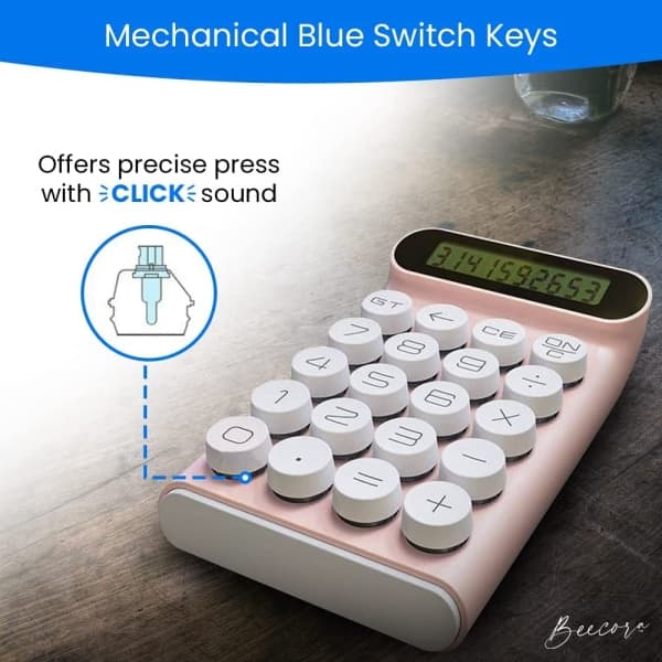 IC Desktop Miniräknare Mekanisk Switch Kontor (rosa, inget batteri)