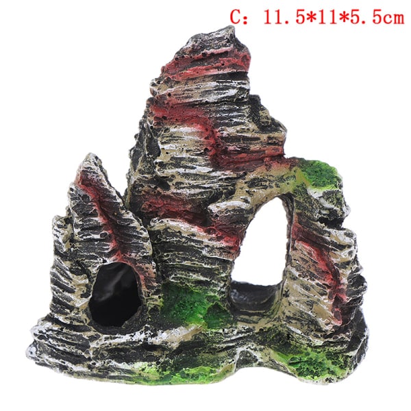 IC Mountain View Akvarium Stenhule Træbro Fiske Tank Ornament C