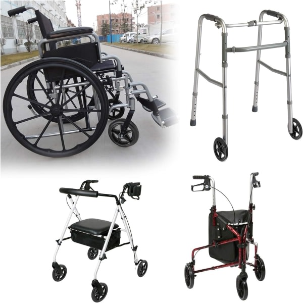 IC 2. 6-tums gummihjulsbyte Rullstol Framhjul Rollator Walker Liukumaton ersättningshjul Rullar, svart