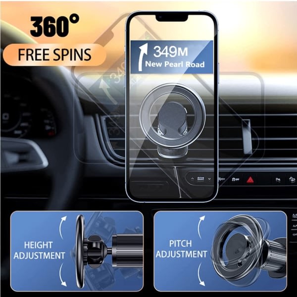 IC CNE Mobiltelefonhållare bilmagnet 360° vridbar