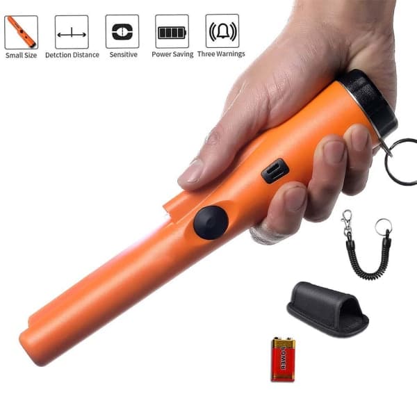 IC Metalldetektor Pinpointer for barn og voksne inkluderer et 9V batteri med beltehylster