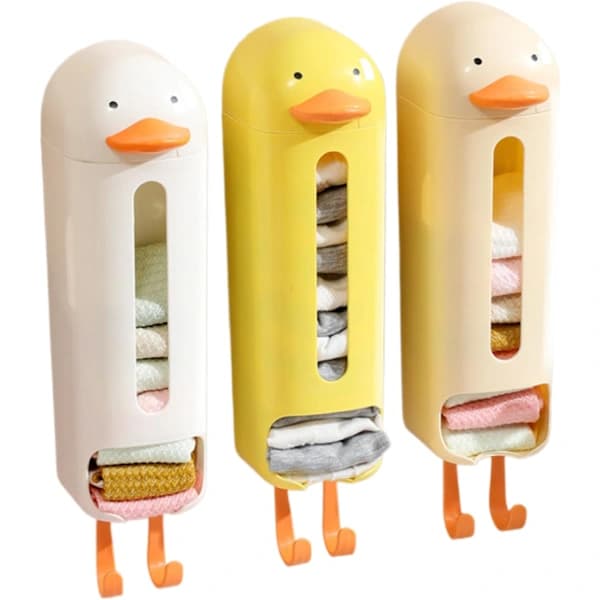 Underwear Organizer, 3 Pcs Wall Mounted Storage Boxes, Punch-Free Hanging Storage Organizer, Duck Shaped Sock Organization