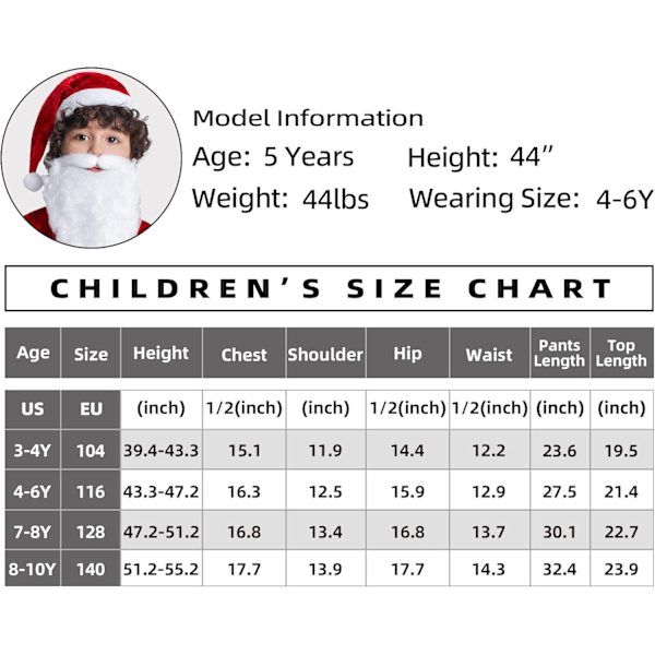 Julekjole til Piger og Drenge, Julemandskostumer, Flotte Kostumer, Hatte, Sko, Gave til Børn 3-10 År Pojkarna 3-4 ans