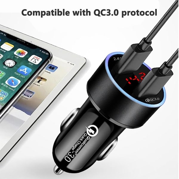 IC Billader Quick Charge 3.0, dobbel USB 2.4a/30w billaderadapter
