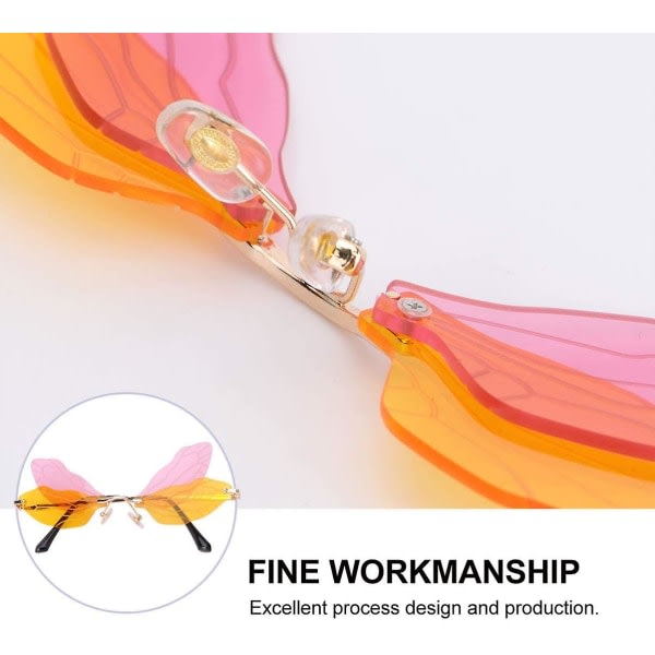 IC Glas Dragonfly Wings Kamouflage dräkt Roliga glasögon (øvre rosa & nedre gul)