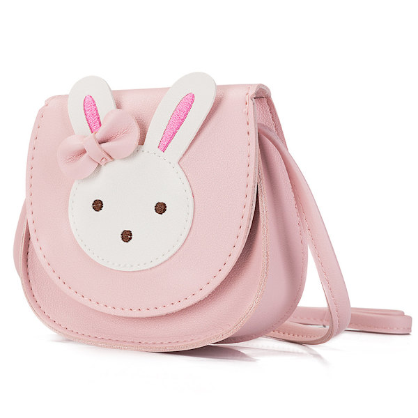 Museører Sløjfe Crossbody Taske, PU Materiale Enkelt Skuldertaske, Velegnet til Børn Piger Småbørn Rose Red Rabbit 12*5*13cm