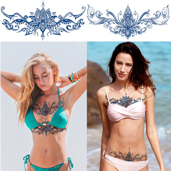 IC Semipermanenta tatueringar for kvinder, flickor, 4-packssats Stor Realistisk Långvarig midlertidig tatuering ser ut