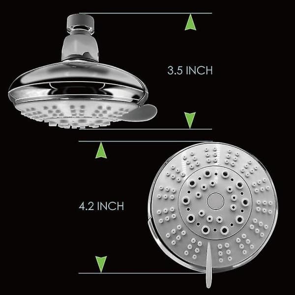 Bruseshowerhoved, femfunktions højtryksbruseshowerhoved, 4 tommer