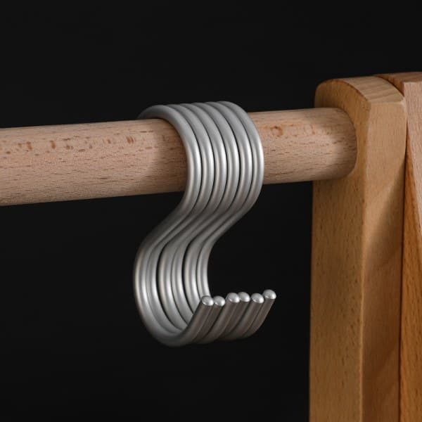 IC Aluminiumlegering S-formade Krokar Praktisk Köksräckeshängare Silver S