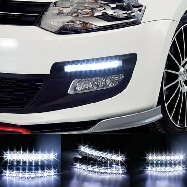 2 stk 8-LED dagslys Bil DRL Dimlyslampe Glødelampe Super Bright Wat