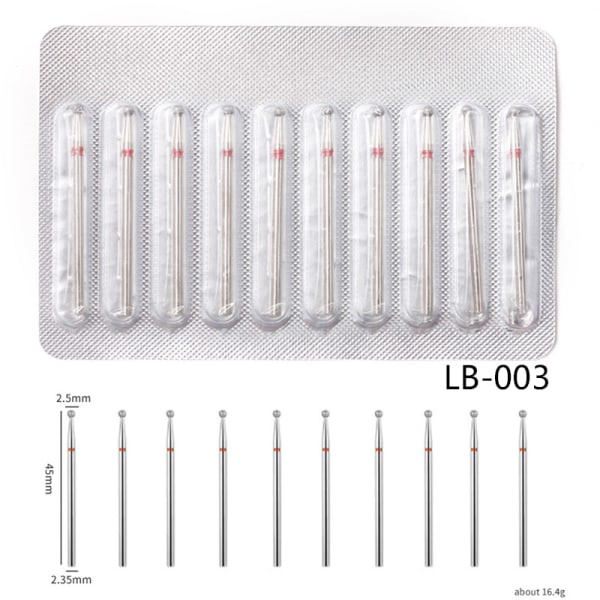 10 kpl timanttijyrsintä manikyyriin kovametallinauloja LB-003 one size