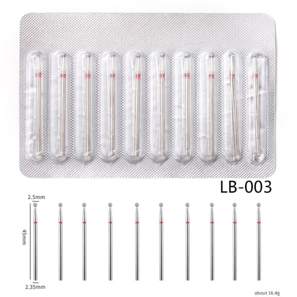 10 stk diamantfreser for manikyr hardmetallspiker LB-003 one size