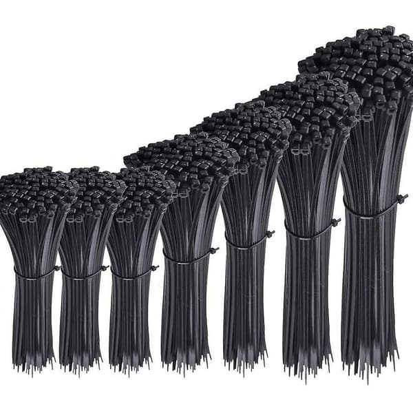 700 stycken Svarta Nylon Kabelband, Längder 4\"/ 6\"/ 8\"/ 10\"/ 12\"