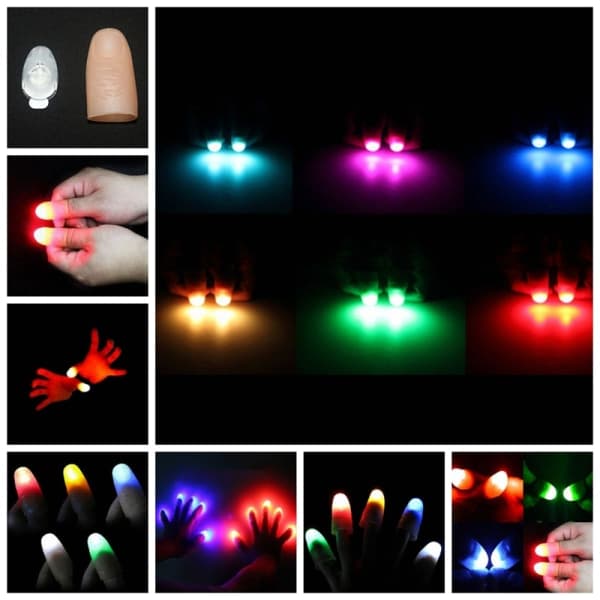IC 10 kpl Magic Super Bright Light Up Thumbs Fingers Temppuviisas