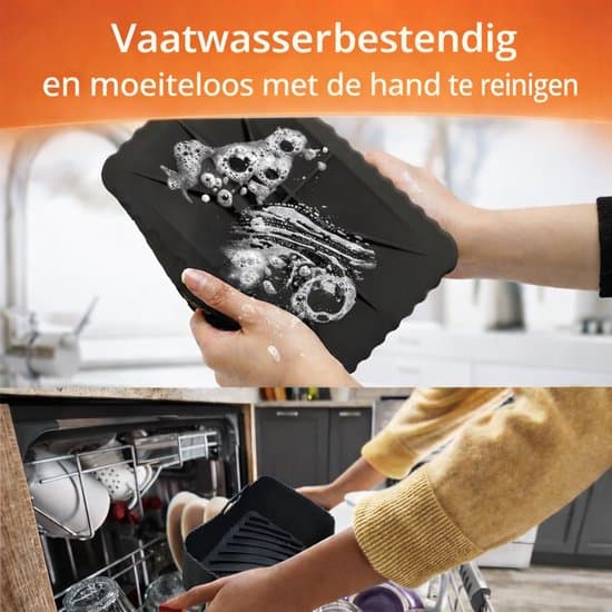 Tilbehørssæt til airfryer, dobbelte airfryer-riste, silikonekurve, bagepapir, tang og børste til Ninja airfryere, sort