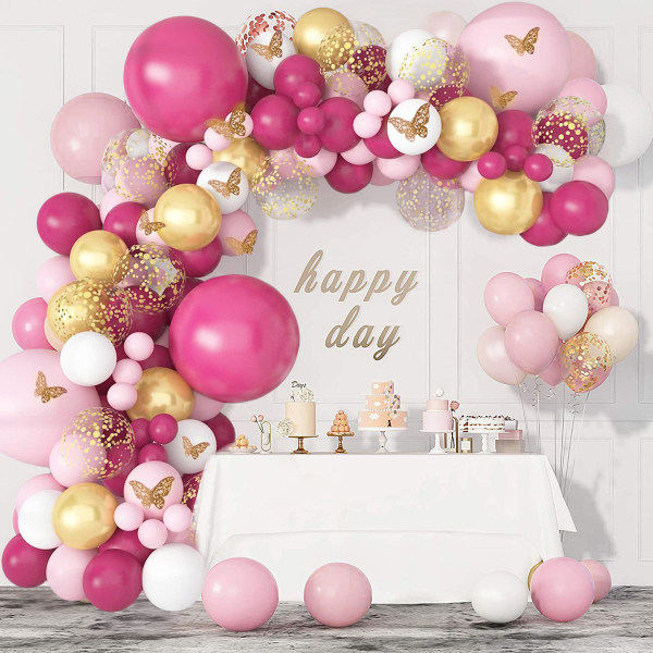 IC Rosa set Fylld rosa ballongbåge olika