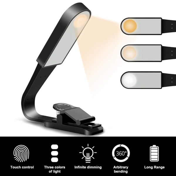 IC 200*26*10mm sort USB genopladelig bærbar LED bogstativ