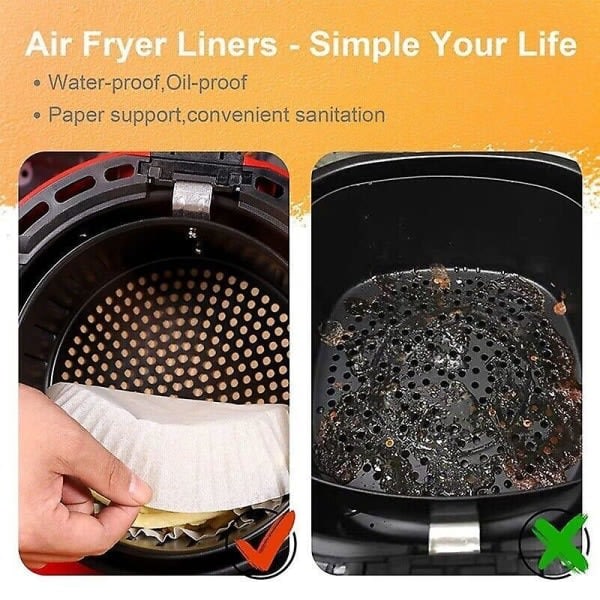 100 stk Air Fryer Engangspapir Non-Stick Liner Pan Pergament Bagepapir