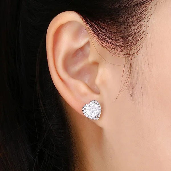 IC Kubisk Zirkonia Örhängen Stift, CZ Örhängen Vitguld 10MM
