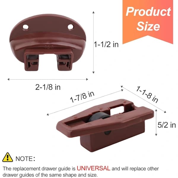 Universelt skuffeskinne erstatningssett for Kenlin Rite-Trak II, 5 sett