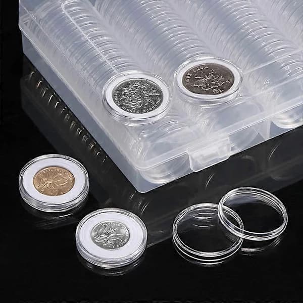 100 Pcs 19/20/22.25/25/27/30 mm Coin Clear Protective Case Collection Storage Box