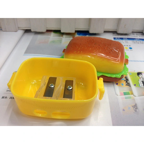 Hamburger-shaped pencil sharpener, cartoon pencil sharpener eraser 2-in-1 set