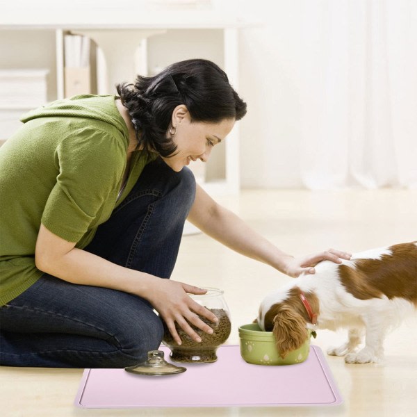 IG Silikonmatta for husdjursfoder med ophøjede kanter for at forhindre spild Lys pink