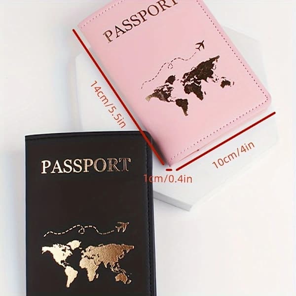Mode för par, Rese-passfodral, Guldpläterad, Passfodral, Biljetthållare, Pass Black Black