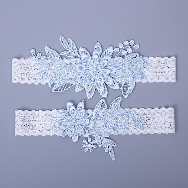 2 stk./sæt Dame Bryllup Brude Blonde Strømpebånd Bælter Seler Festtilbehør Gaver Sky Blue