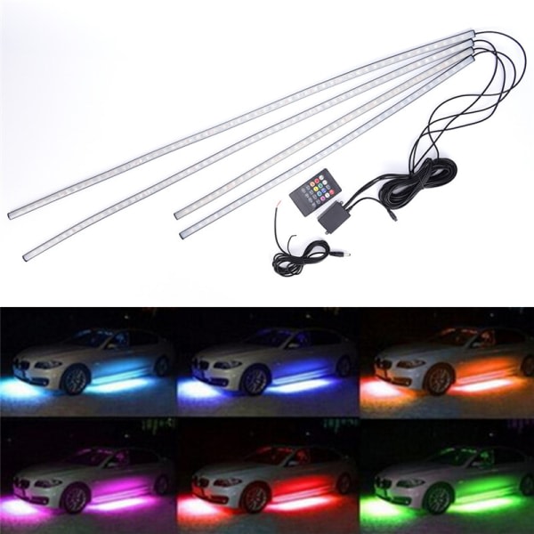 IC 4 stk RGB LED Underbil Rørstripe Underkropp Glød Neon Lyssett