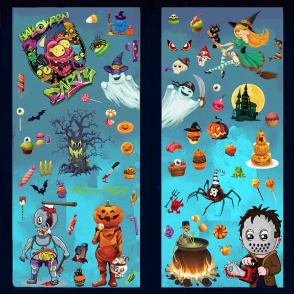 IC Vindu klistremerker, Halloween vindusdekorasjoner, stor statisk