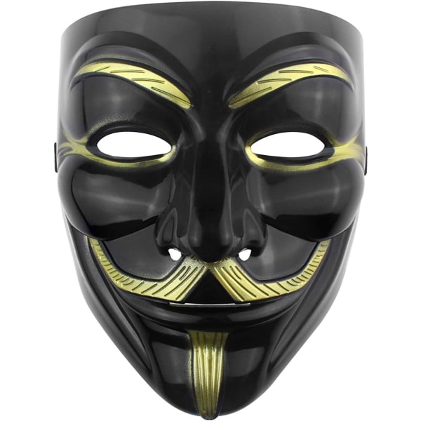 IC Udekit Hacker Anonym Maske Gull V for Vendetta Maske for Barn Kvinner Menn Halloween Party Kostyme Cosplay Gull