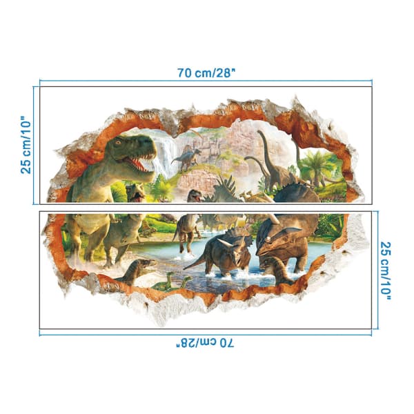 Dinosaurus-seinädekor 3D -virta - 3D-vaikutus 3D IC