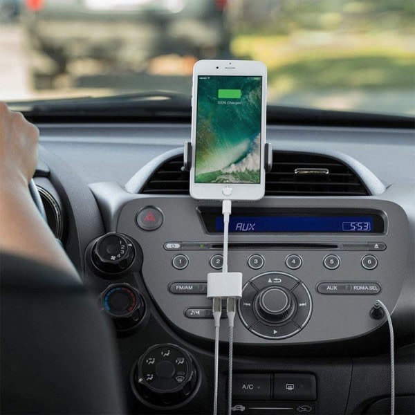 IC Apple 8 kaksoisadapter lightning plus 3,5 mm siirtokaapeli lataus