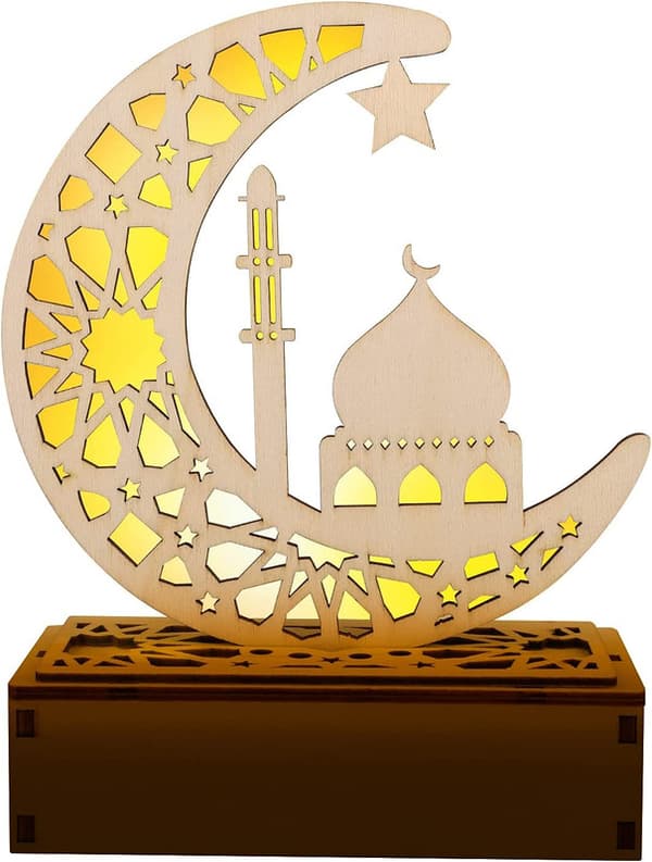 Ramadan LED trelykt Ramadan Lanterne LED Ramadan dekorasjonslys (20x16cm)