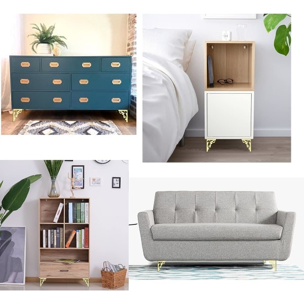 IC 4 stk metalmøbelben fødder, moderne sofa skab ben, garderobe, vægtkapacitet på 550 lbs pr. ben (guld, 15 cm/6 tommer)
