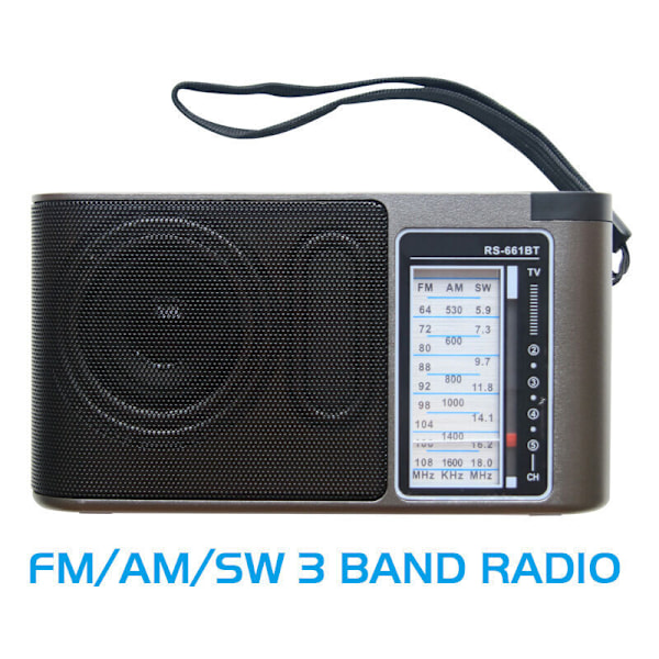 Kannettava radio, transistoriradio erinomaisella vastaanotolla ja suurella kaiuttimella, paristo- ja verkkovirralla toimiva radio senioreille, DEBUNS