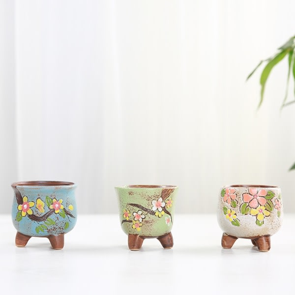 IC n Enkel köttig blomkruka Keramik Handmålad färsk tumkruka 1