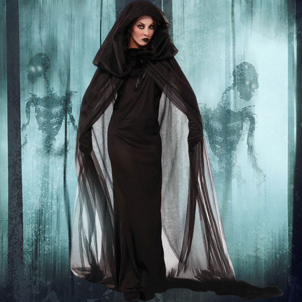 IC 2023 Halloween-kläder spökbrud häxa vampyr cosplay. Svart S